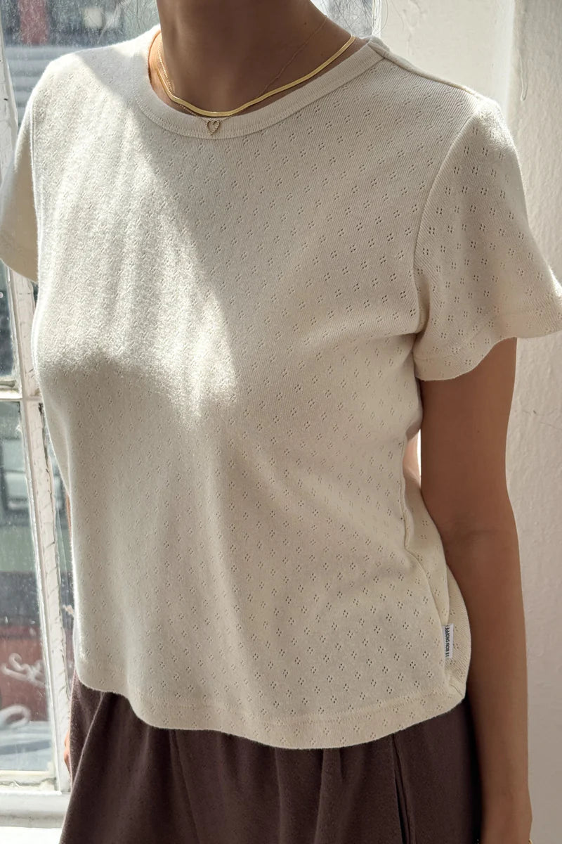 Pointelle Babe Tee in Naturel