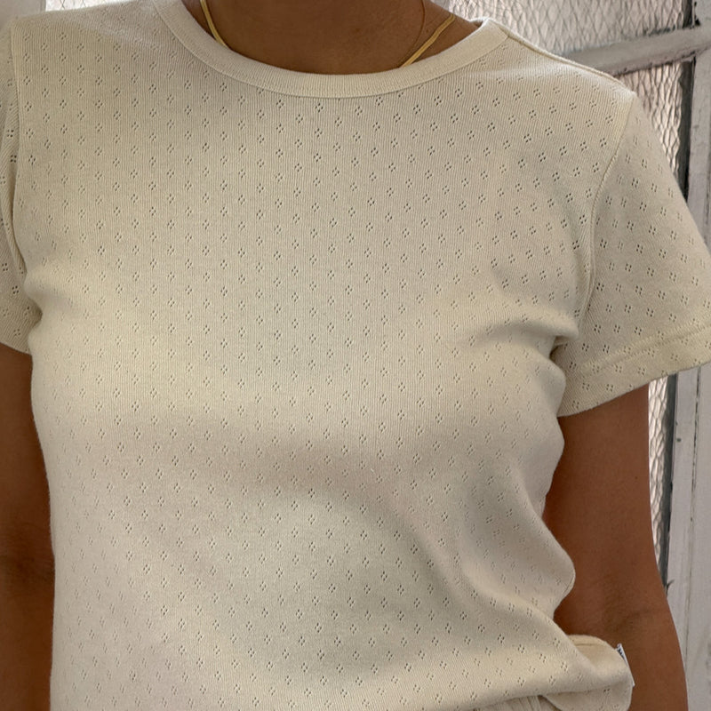 Pointelle Babe Tee in Naturel