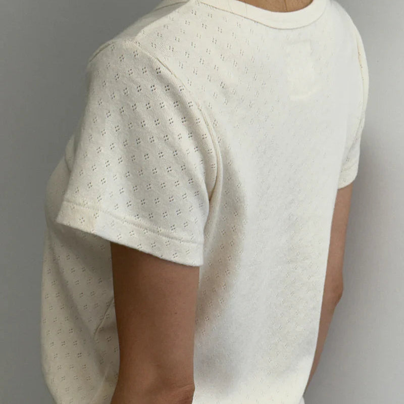 Pointelle Babe Tee in Naturel