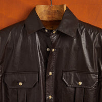 Leather Viscose Overshirt in Brown
