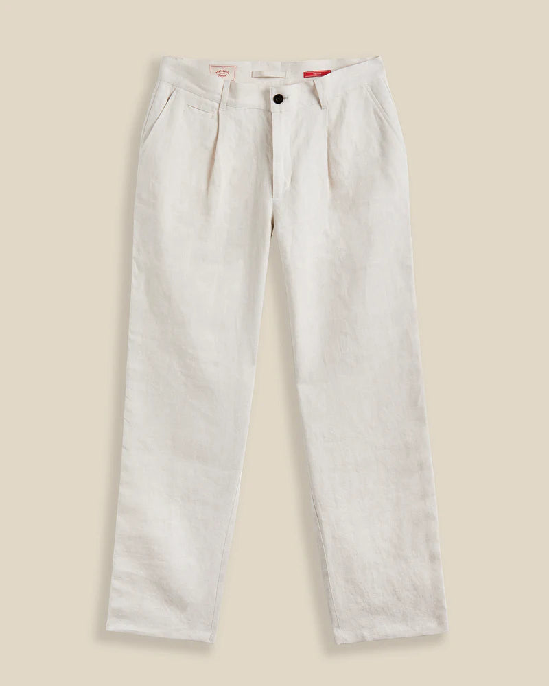 Single Pleat Linen Trousers in Ecru