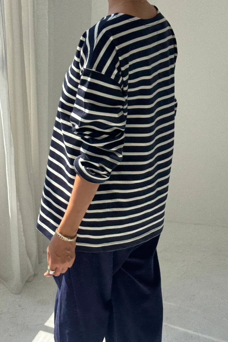 Marseille Top in White Stripe/Navy