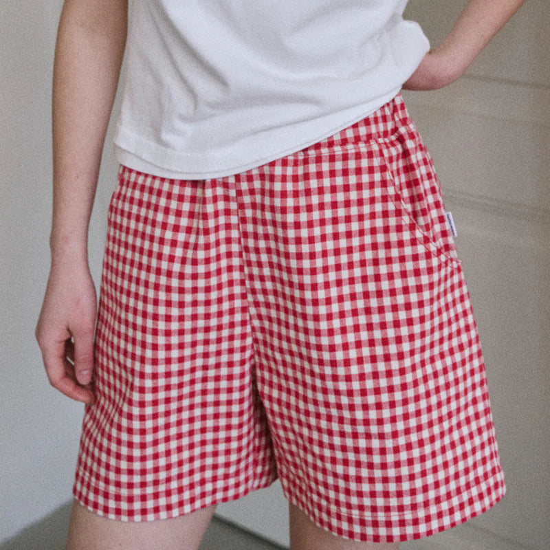 City Shorts in Red Gingham