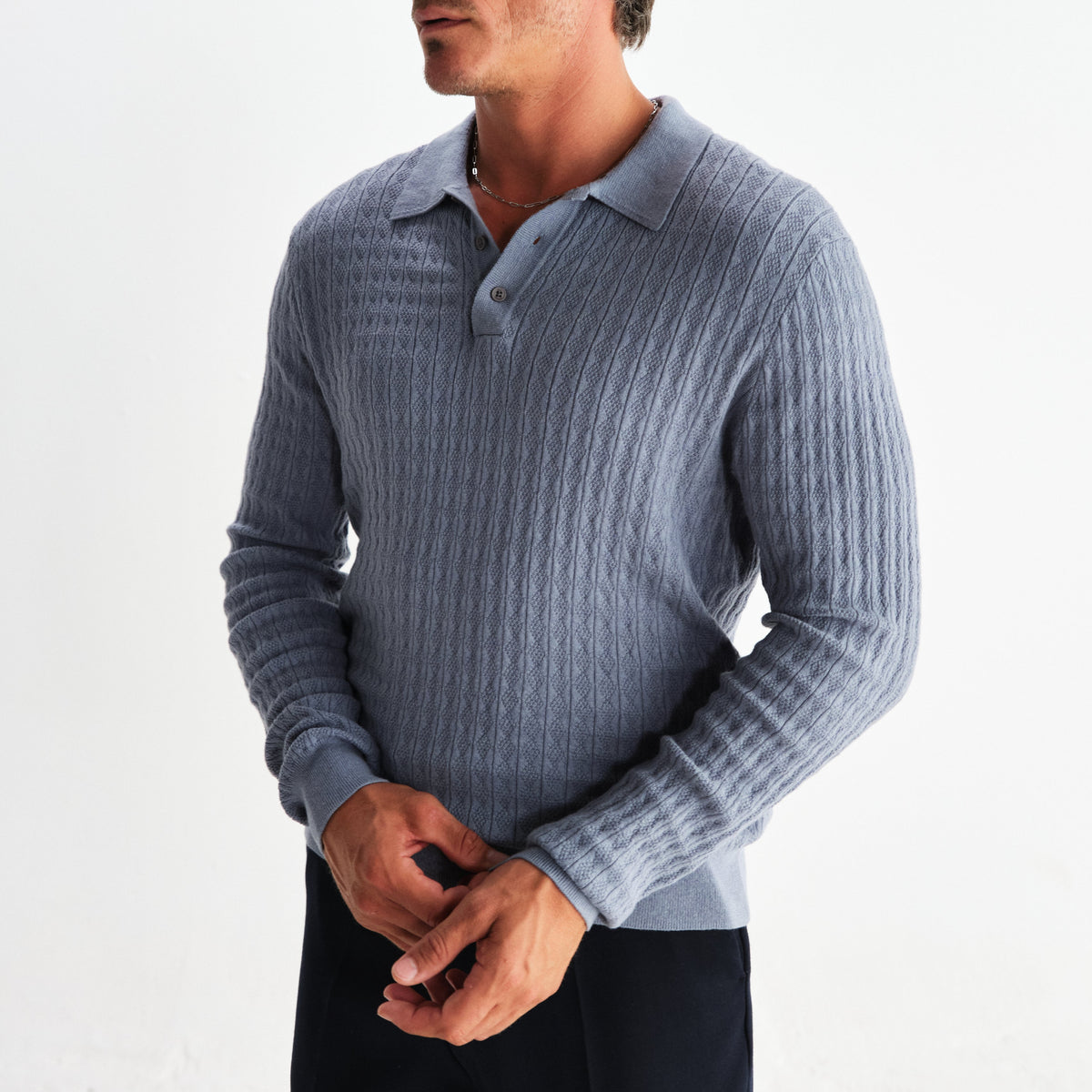 Oban Polo in Grey Blue
