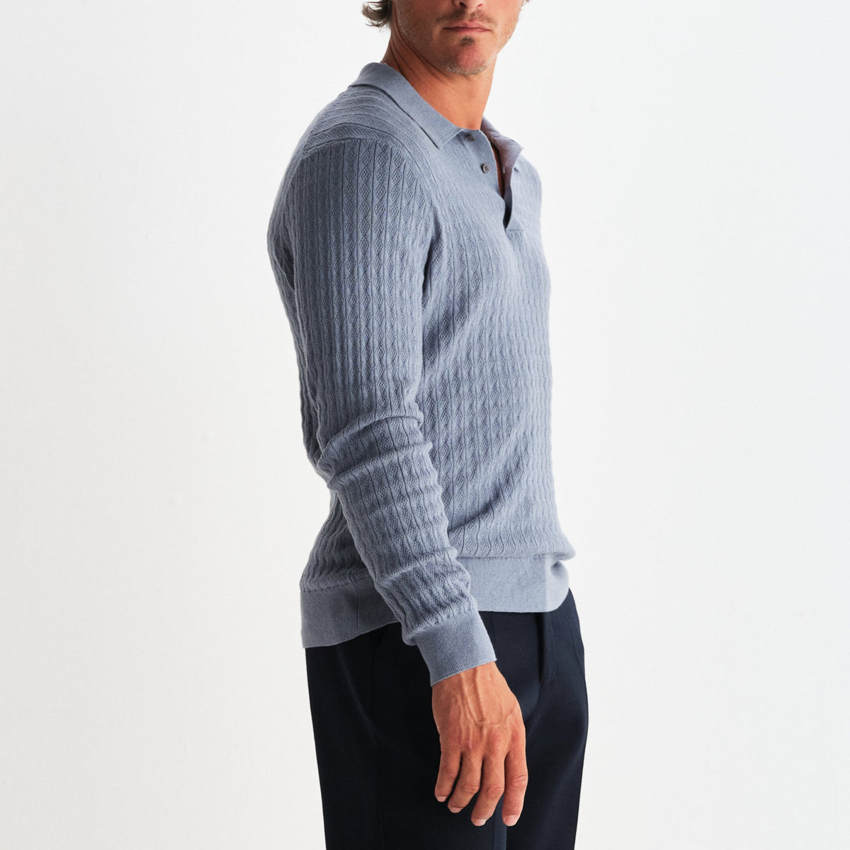 Oban Polo in Grey Blue