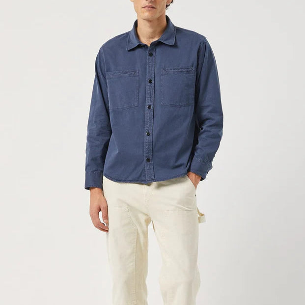 Garment Dye Twill Shirt in Navy
