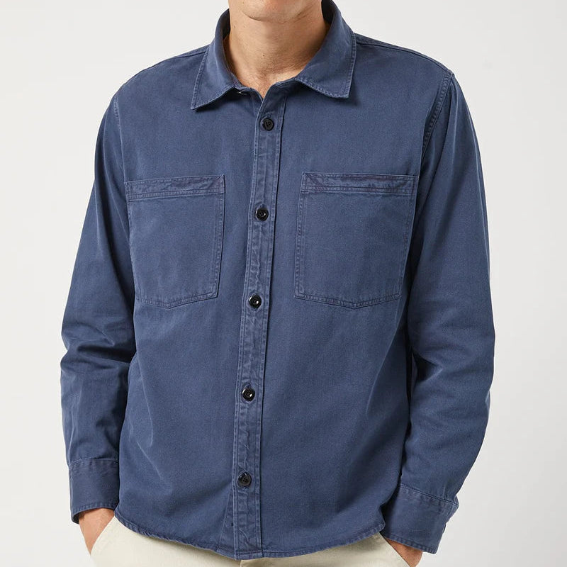 Garment Dye Twill Shirt in Navy