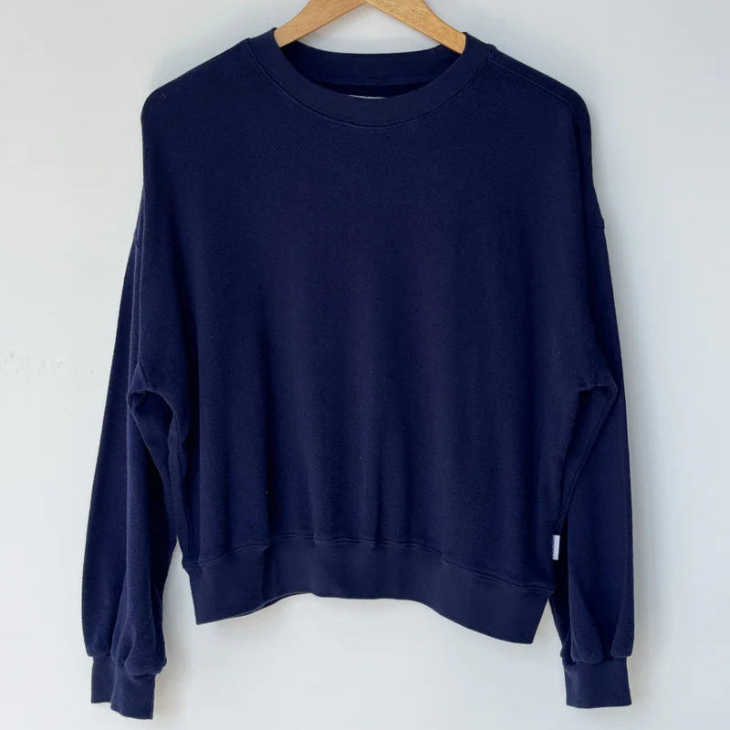 Pointelle Core Sweatshirt in Navy