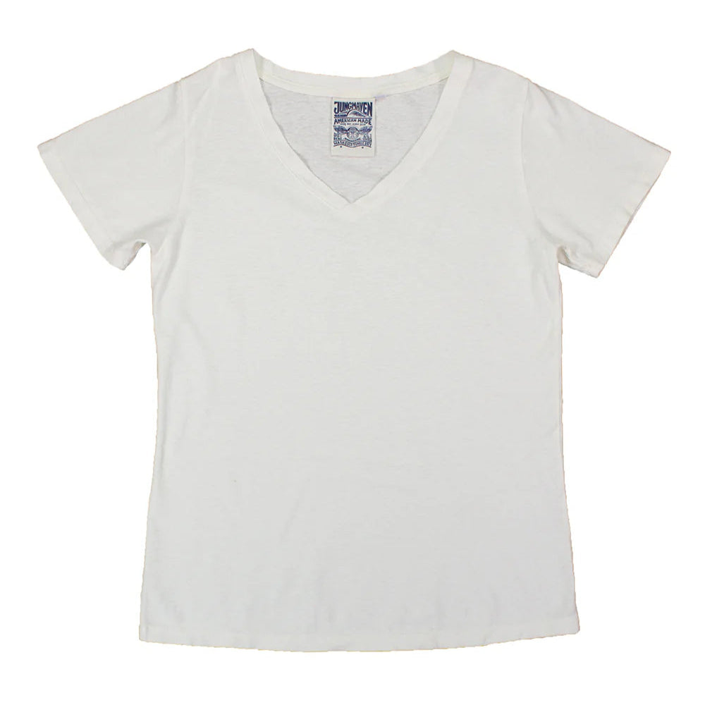 Paige V-Neck Tee in Washed White