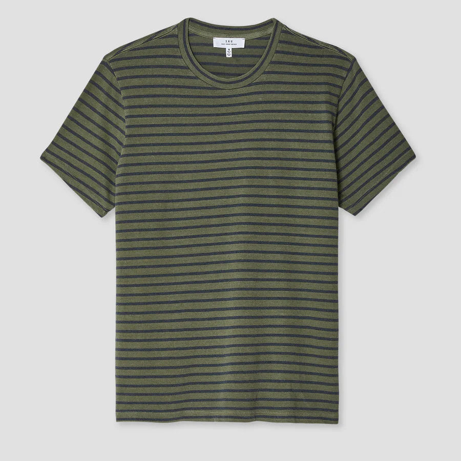 Hemp Stripe Crew Tee in Lichen