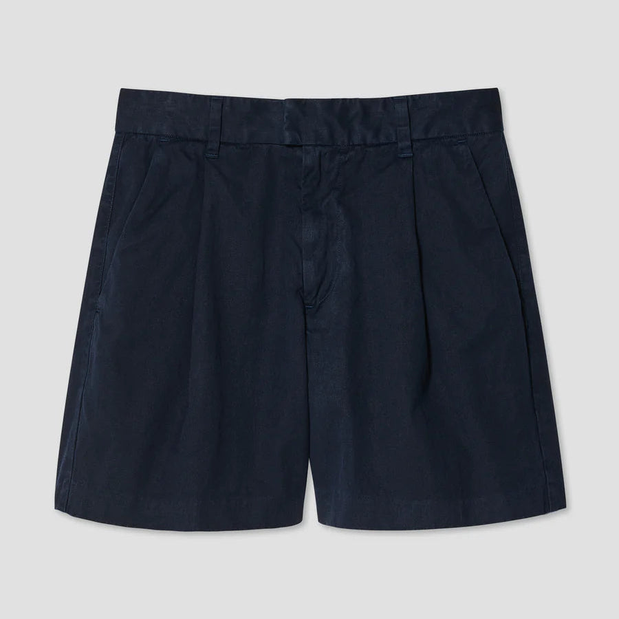 Twill Pleat Short in Navy