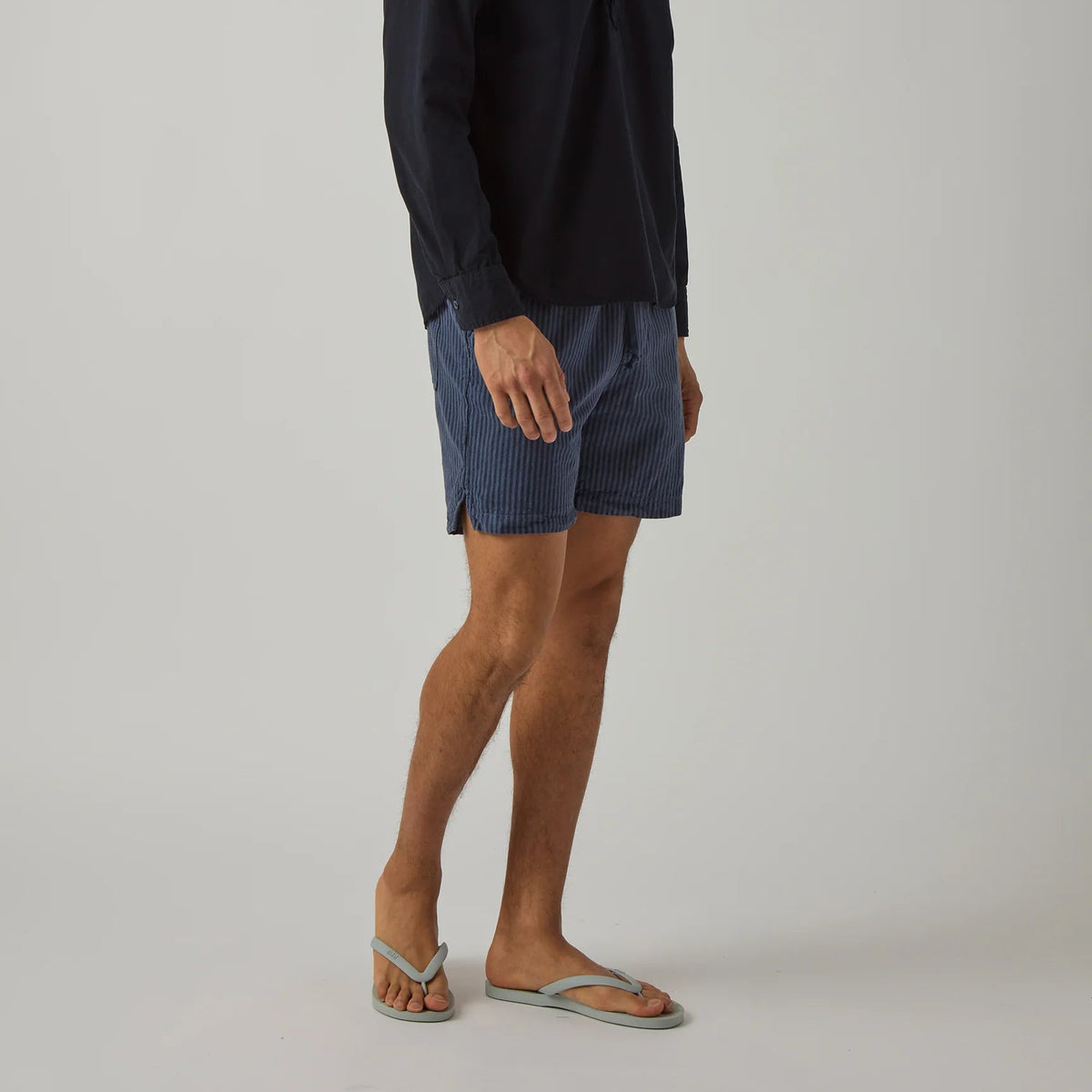 Hemp Stripe Easy Short in Blue