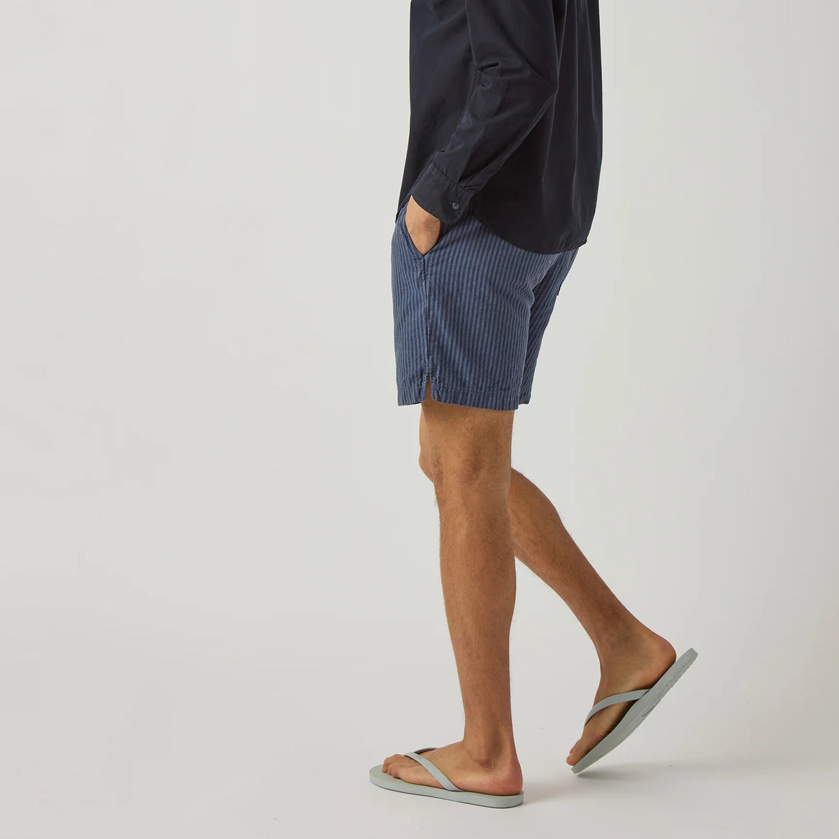 Hemp Stripe Easy Short in Blue