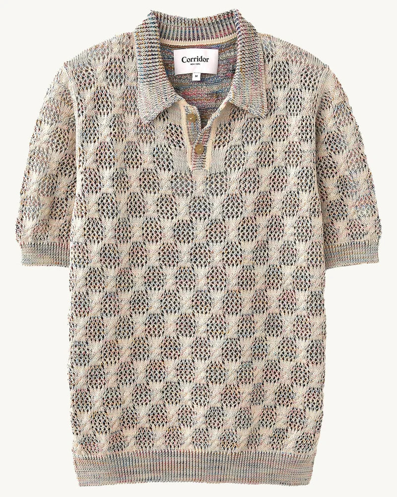 Cable Lace Polo in Natural