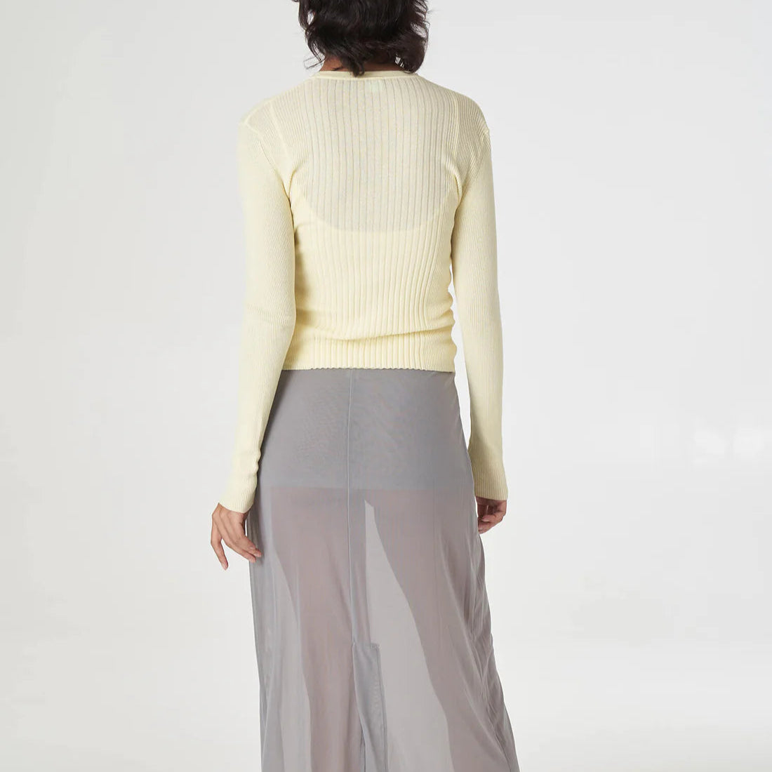 Rib Knit Cardigan in Butter