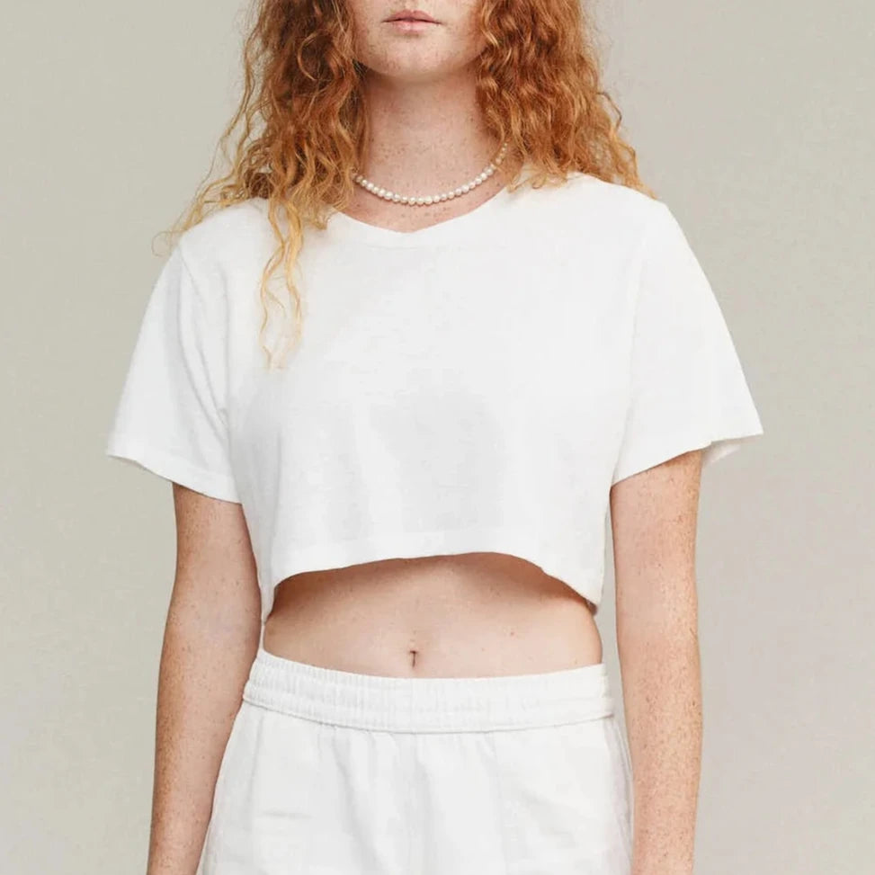 Super Cropped Lorel Tee in Washed White