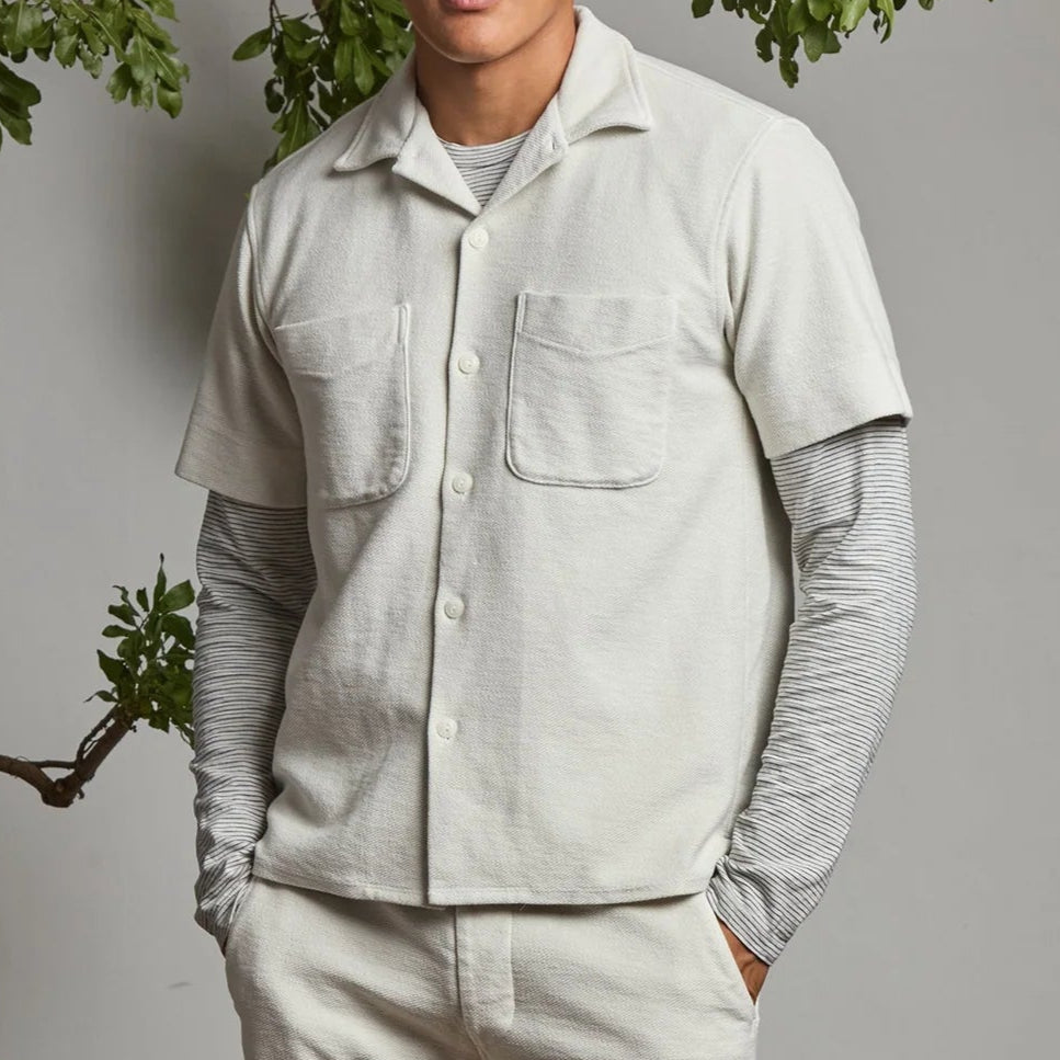 Terry Camp Shirt in Salt