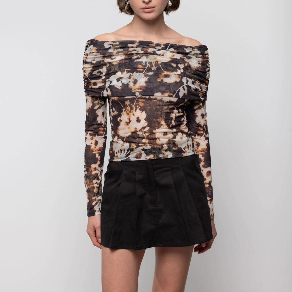 Off Shoulder Blouse in Burnt Blossom