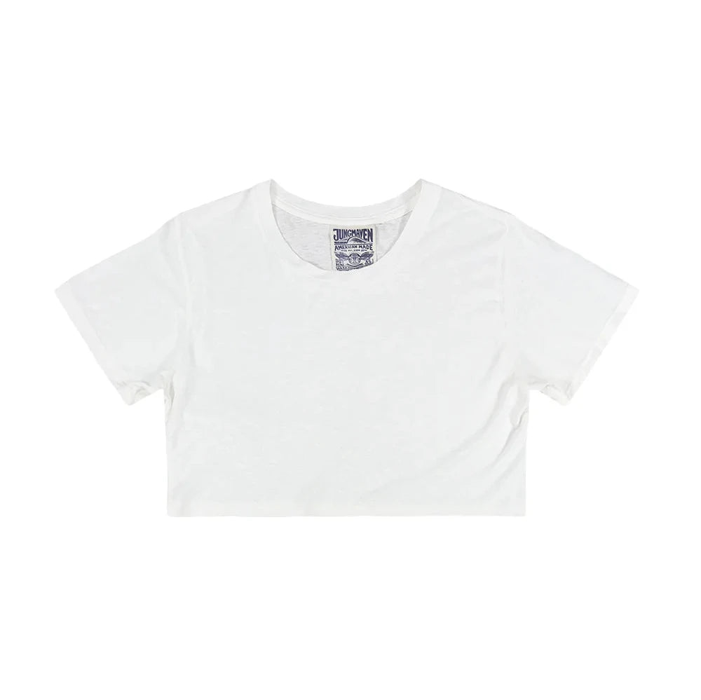 Super Cropped Lorel Tee in Washed White