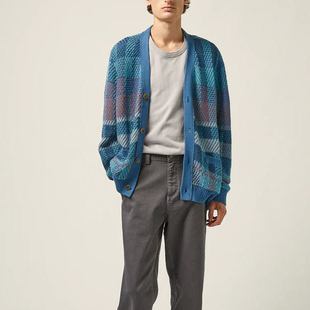 Blow Up Plaid Cardigan in Blue