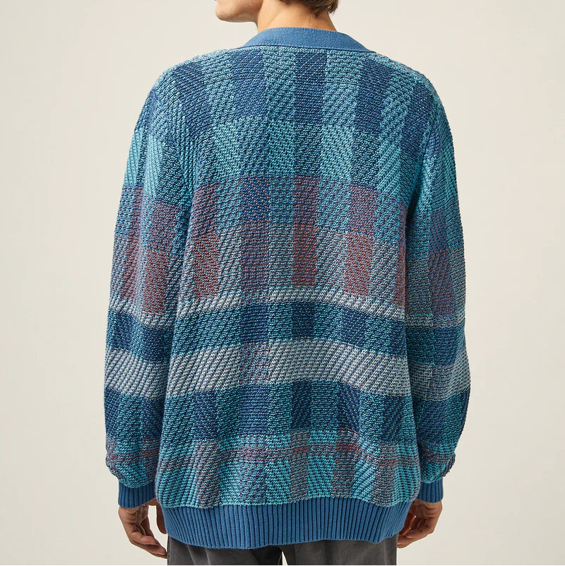 Blow Up Plaid Cardigan in Blue