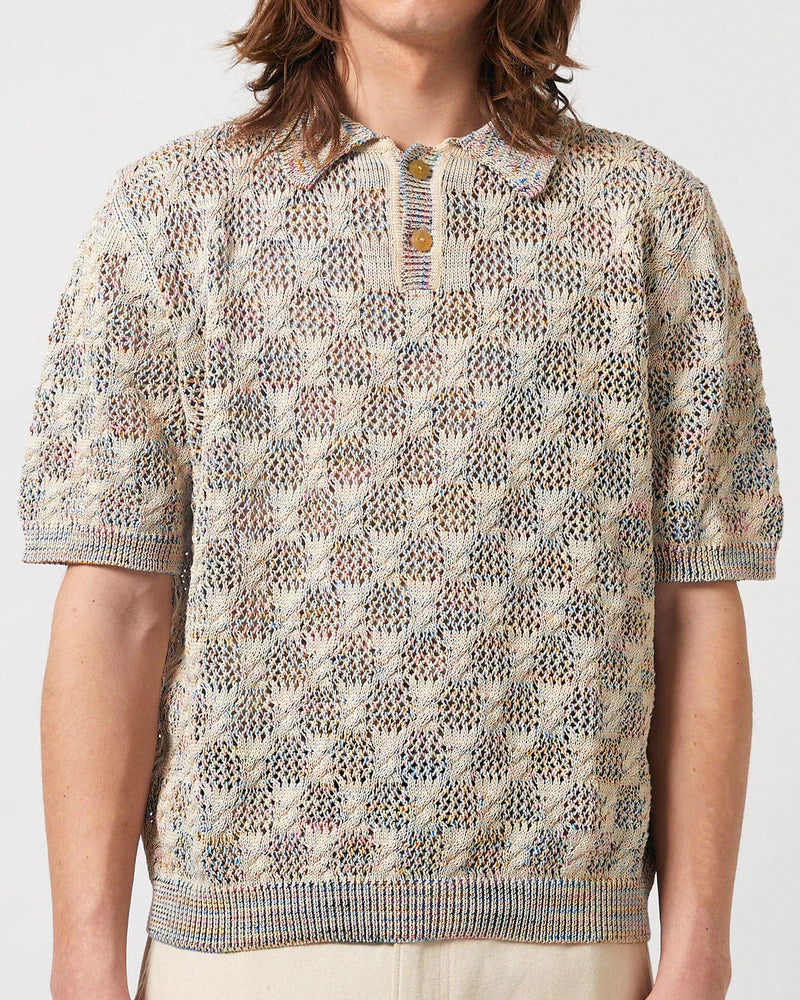Cable Lace Polo in Natural