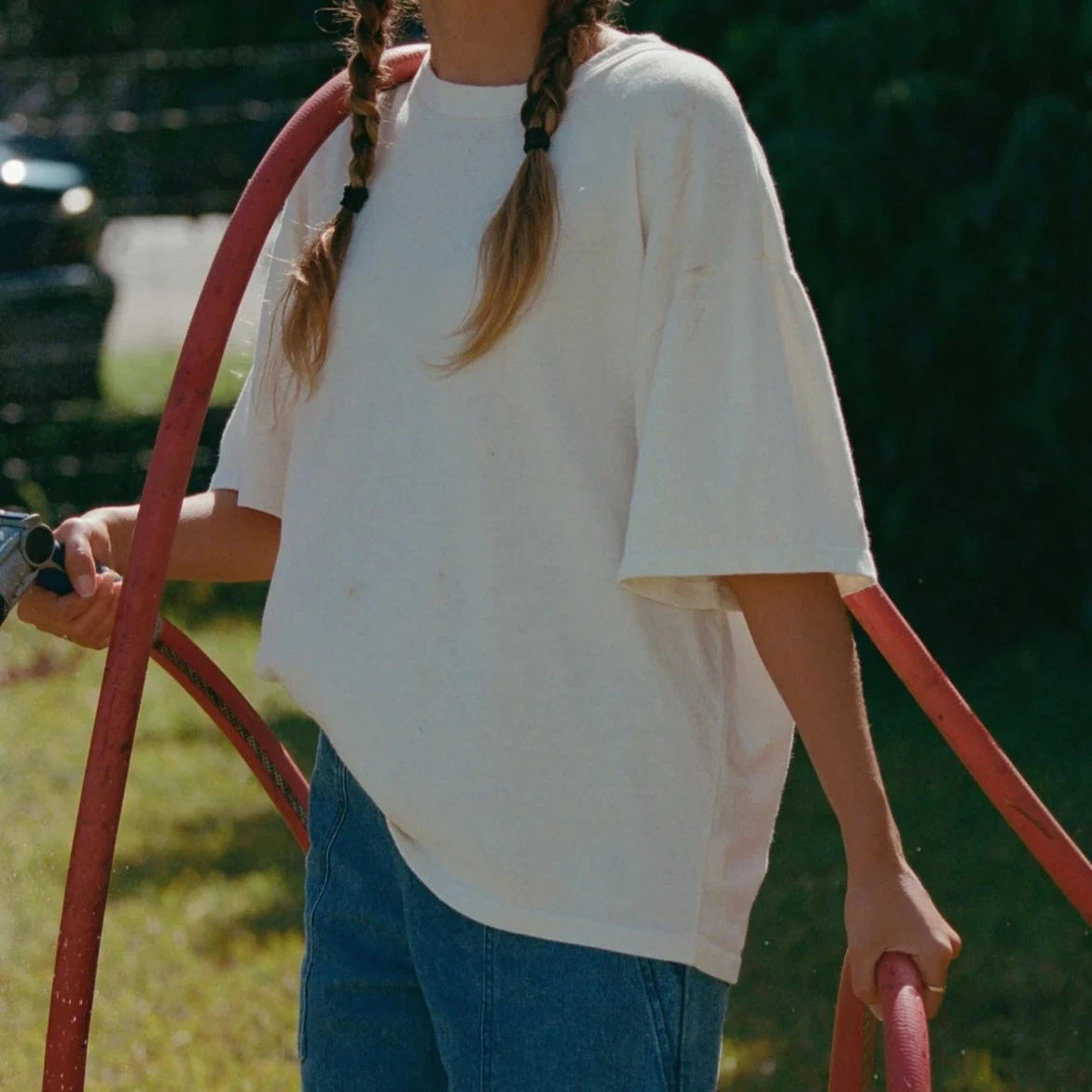 Vernon Oversized Tee in Washed White