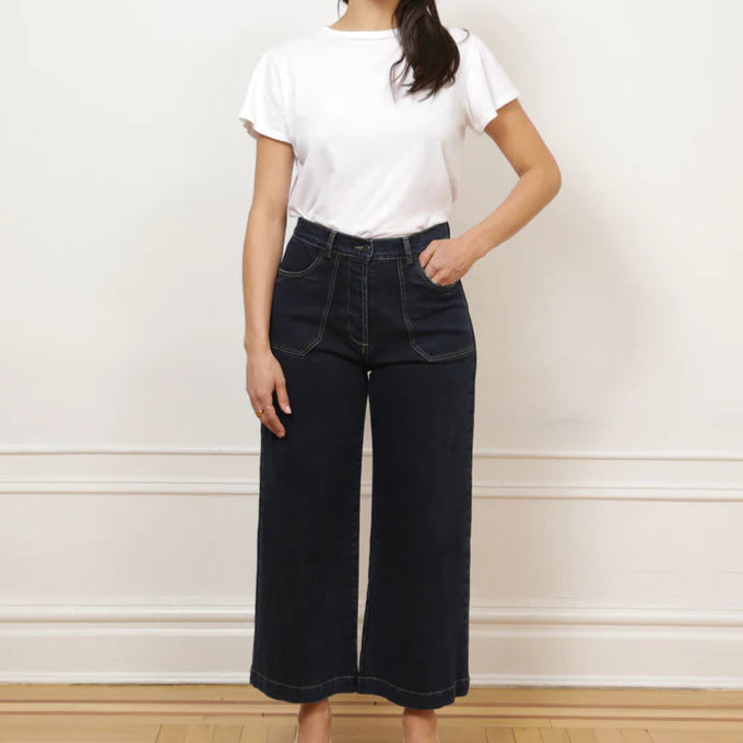 Simone Wide Crop Jeans in Dark