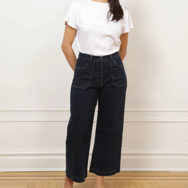 Simone Wide Crop Jeans in Dark