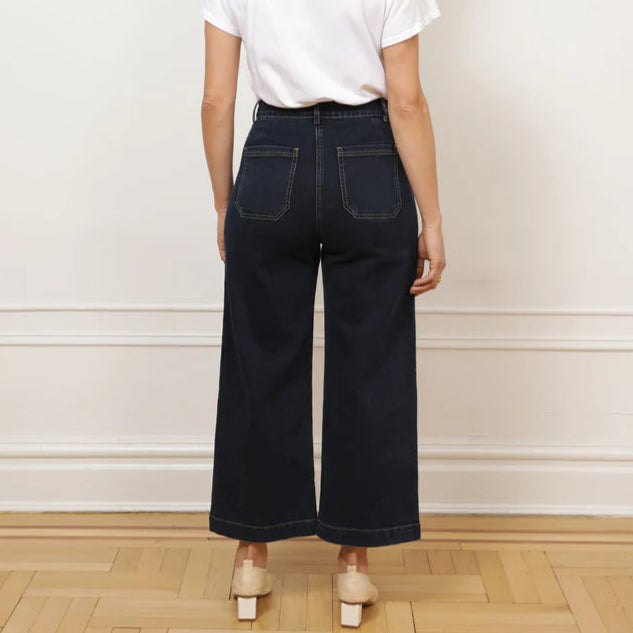 Simone Wide Crop Jeans in Dark