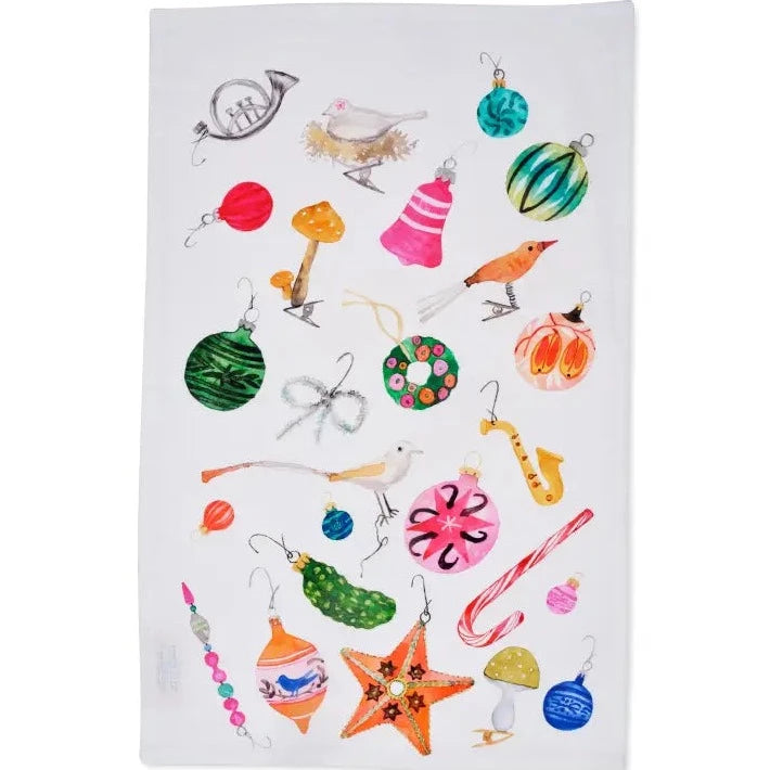 Tea Towel in Vintage Ornaments