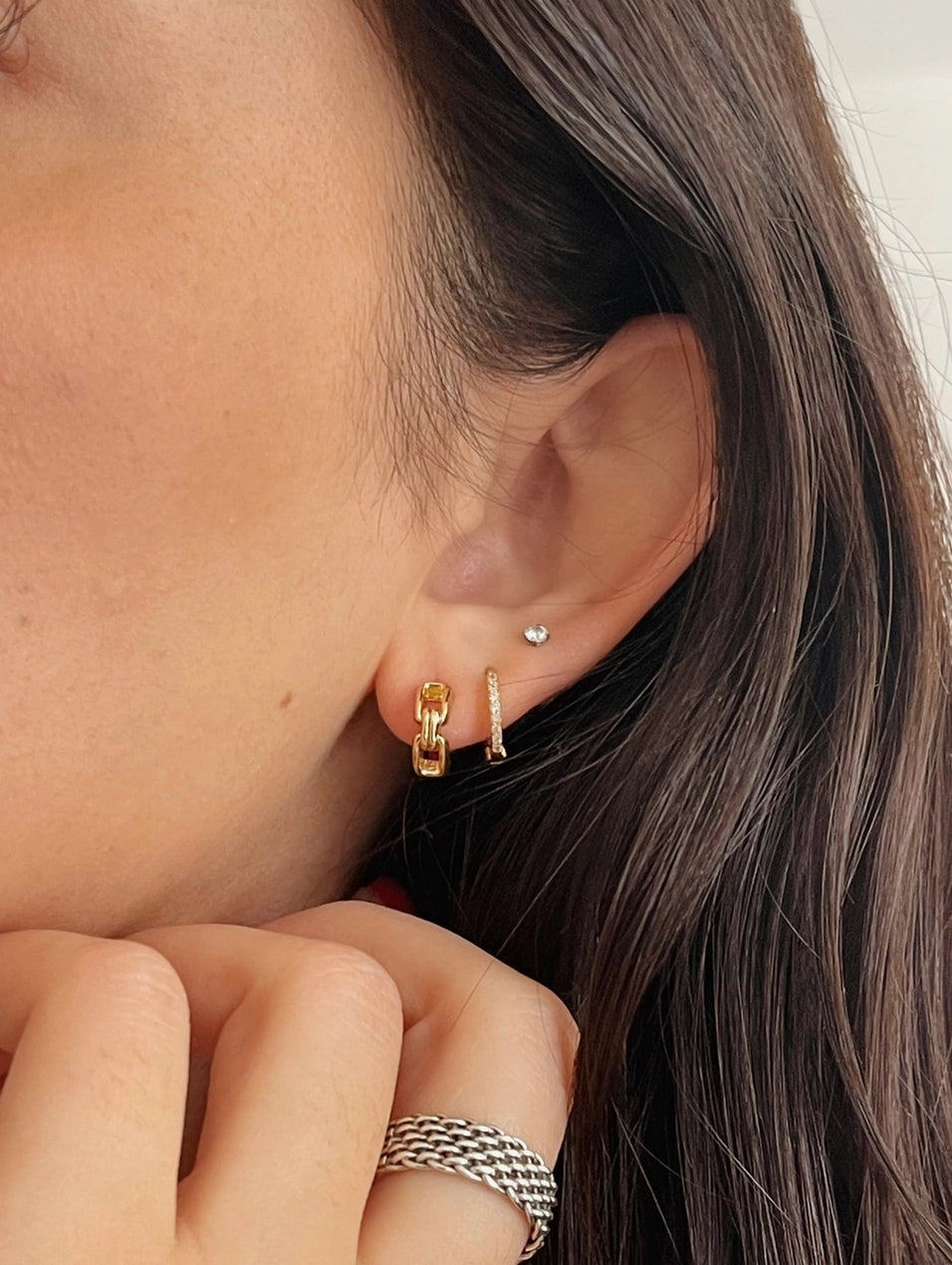 Rope Gold Huggie Hoops