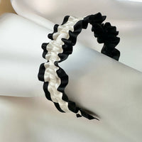 Sophia Ruffle Headband in Black and ivory