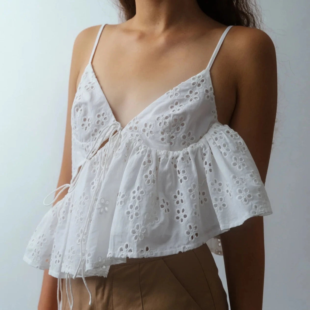 Kimchi Top in Milk Eyelet