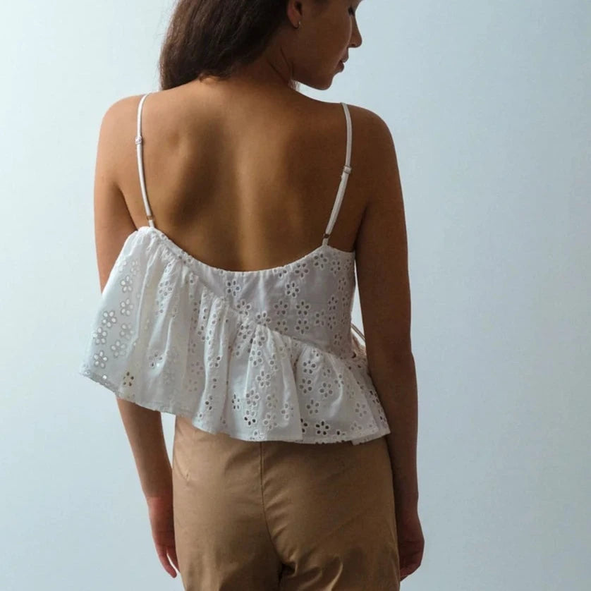 Kimchi Top in Milk Eyelet