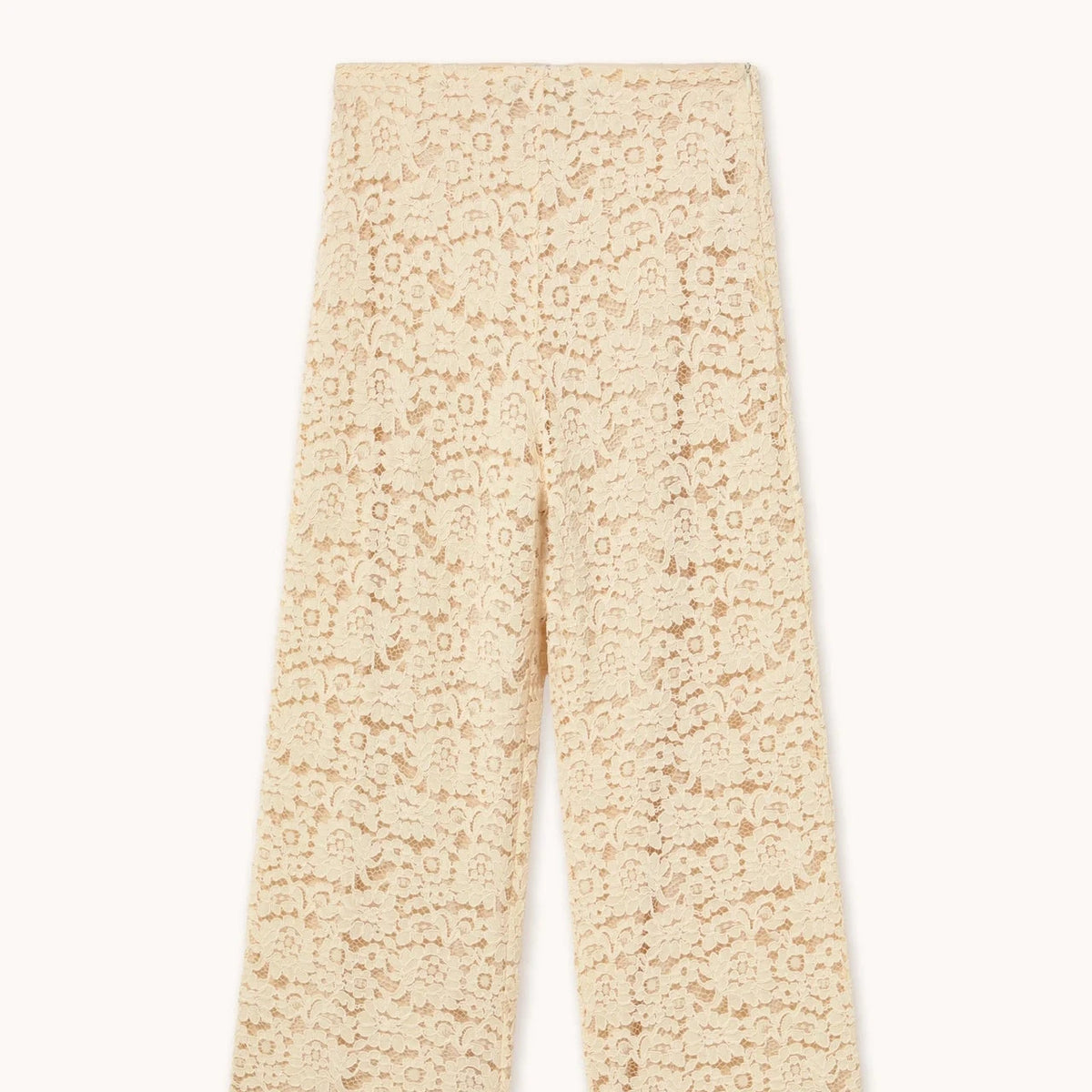 Lace Wide Trousers in Light Cream