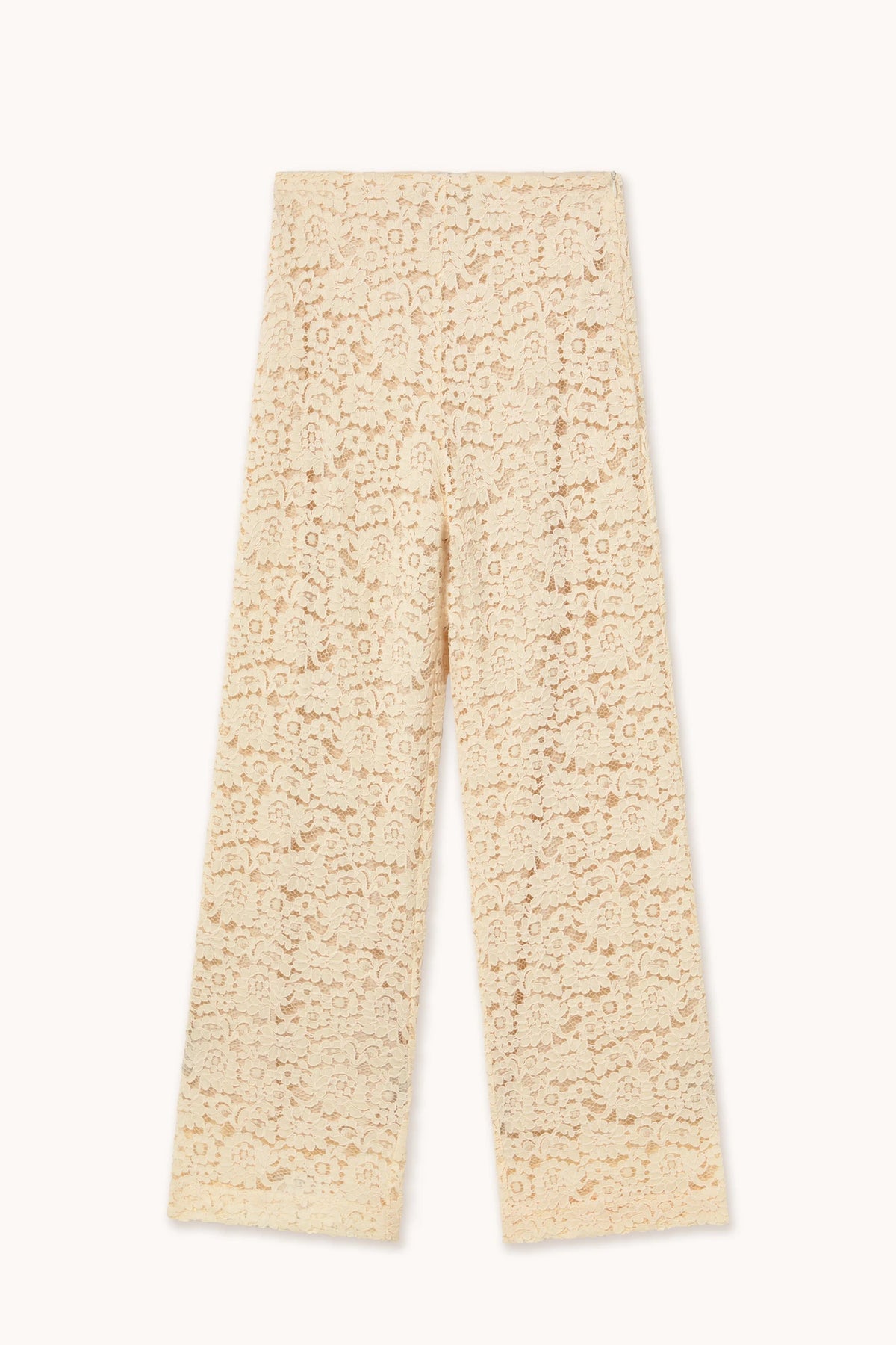 Lace Wide Trousers in Light Cream