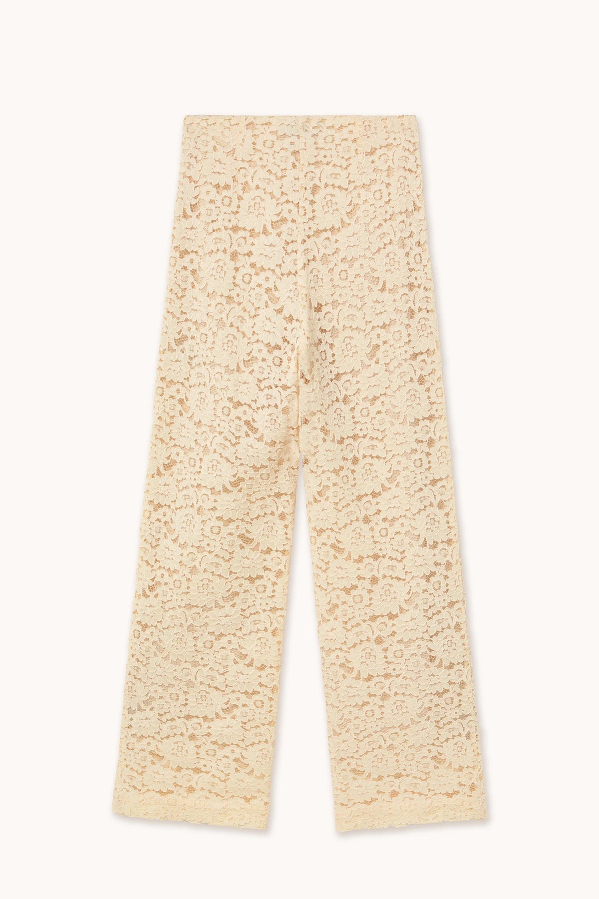 Lace Wide Trousers in Light Cream