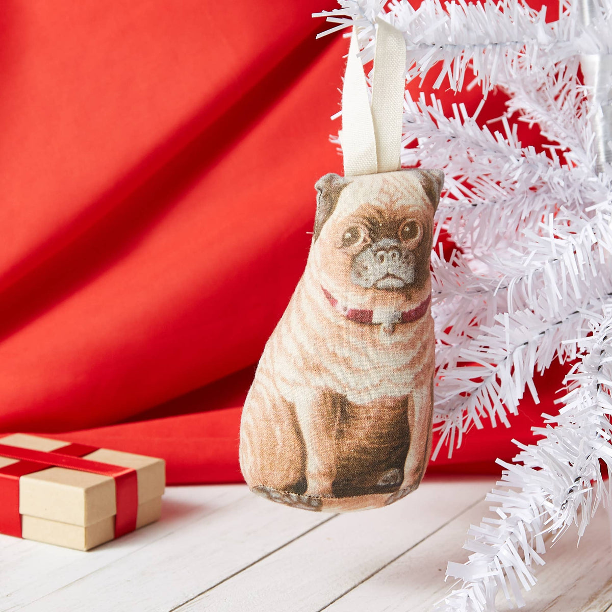 Pug Ornament Red Collar