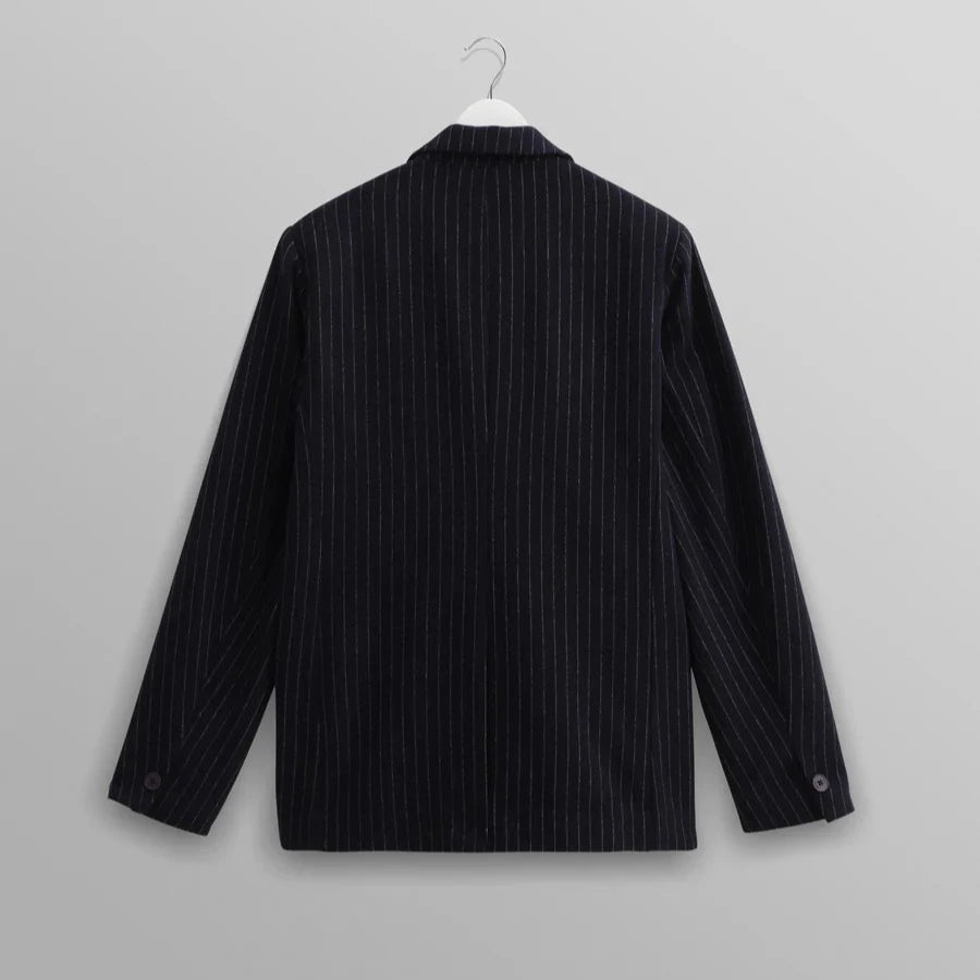 Gekko Blazer in Navy Pinstripe Wool