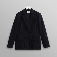 Gekko Blazer in Navy Pinstripe Wool