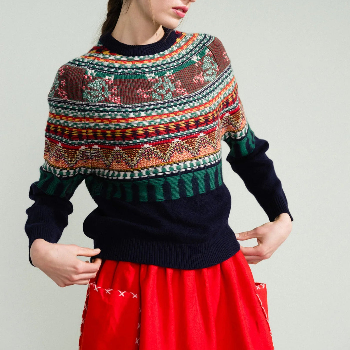 Mable Fairisle Pullover in Navy