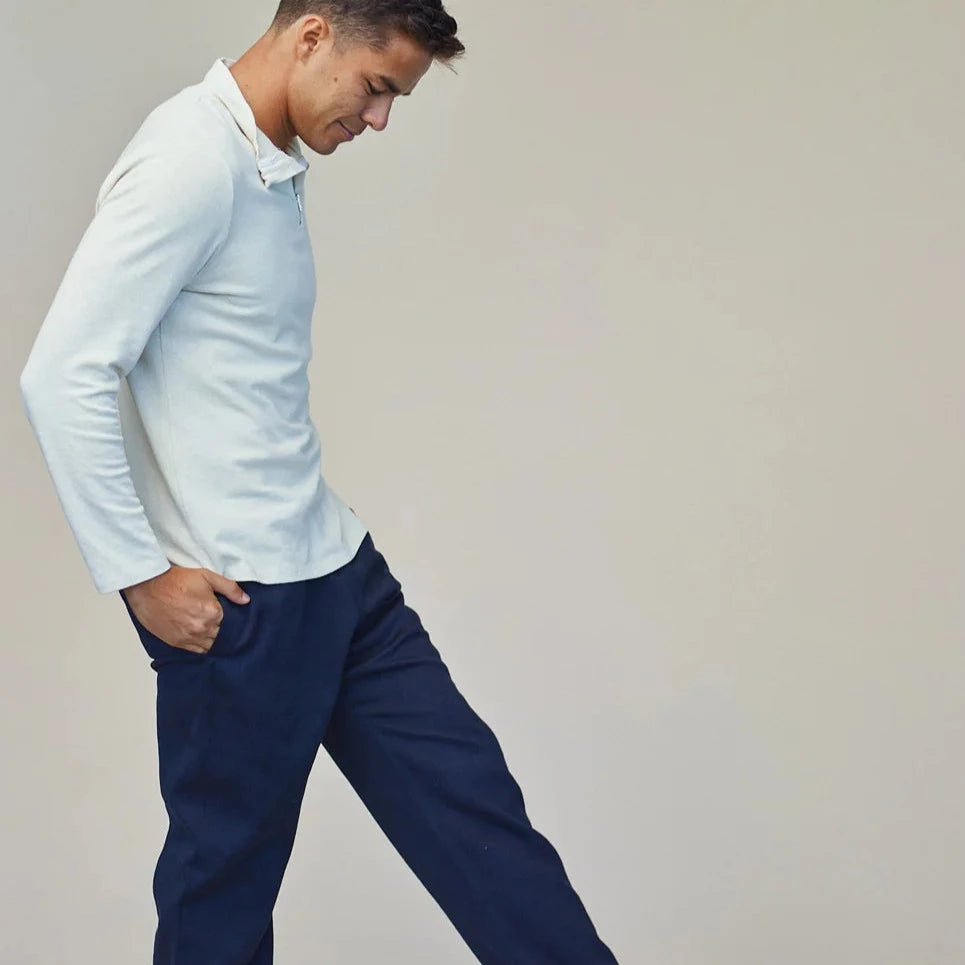 IWEYOU Quarter Zip Long Sleeve in Washed White