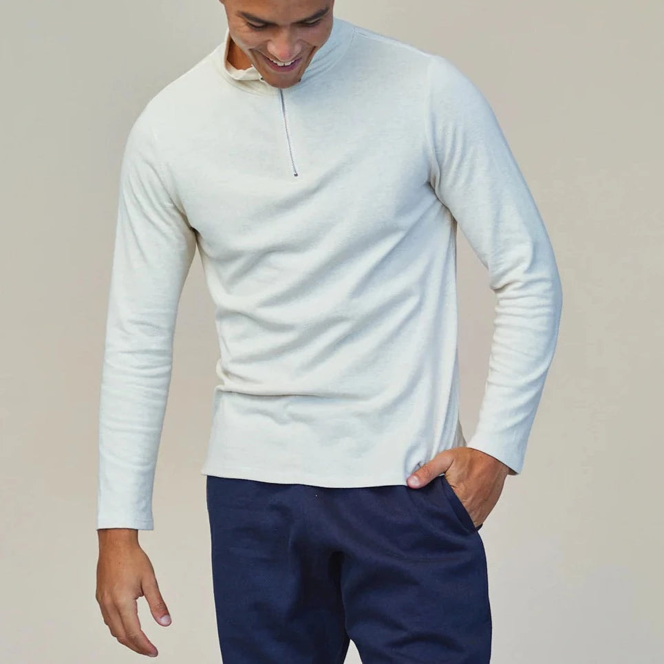 IWEYOU Quarter Zip Long Sleeve in Washed White
