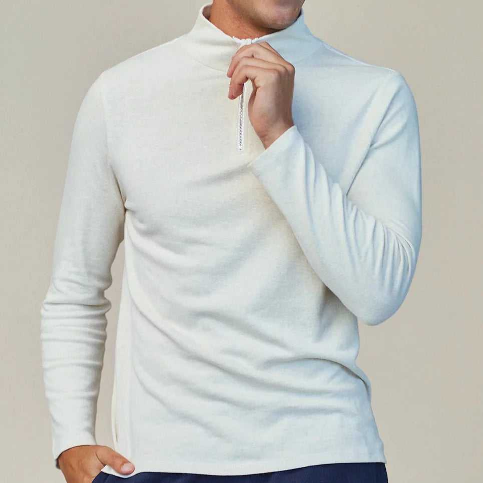 IWEYOU Quarter Zip Long Sleeve in Washed White