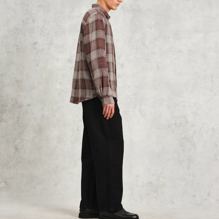 Jaunt LS Shirt in Brown Linen Check