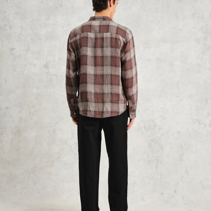 Jaunt LS Shirt in Brown Linen Check