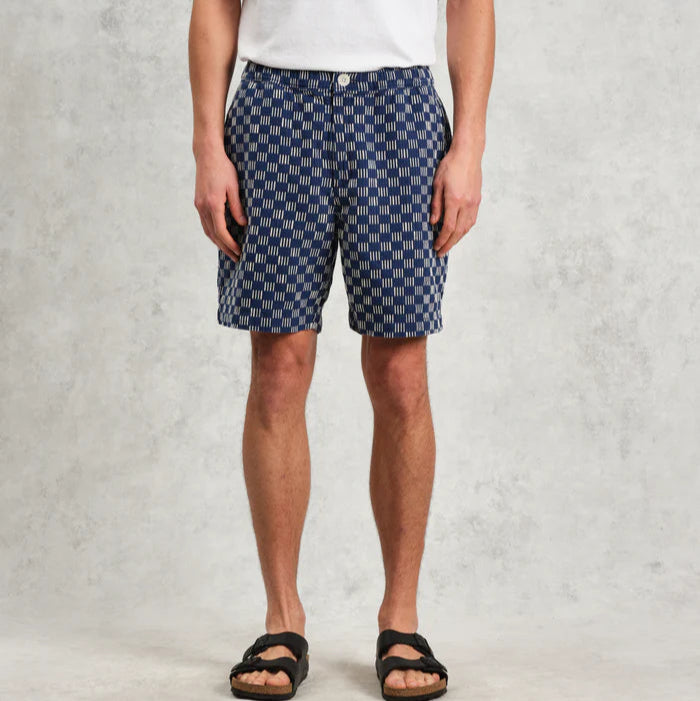 Kurt Short in Indigo Grid Stitch