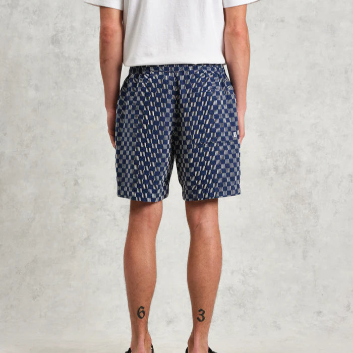 Kurt Short in Indigo Grid Stitch