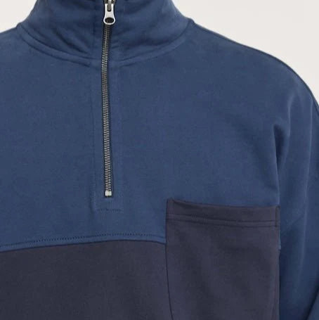 Milton Zip Sweatshirt in Navy